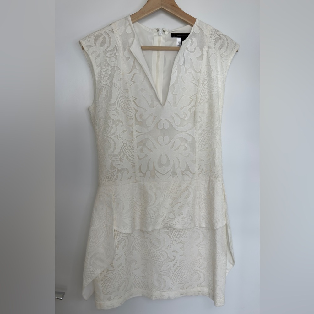 BCBGMaxAzria White Lace Detail Top